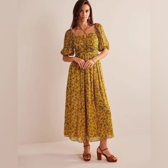 Boden Floral Dress - Mustard Yellow - Picture 7 of 7